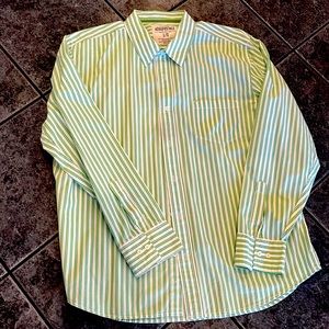 Aeropostale authentic Brand green and white striped button up the front shirt